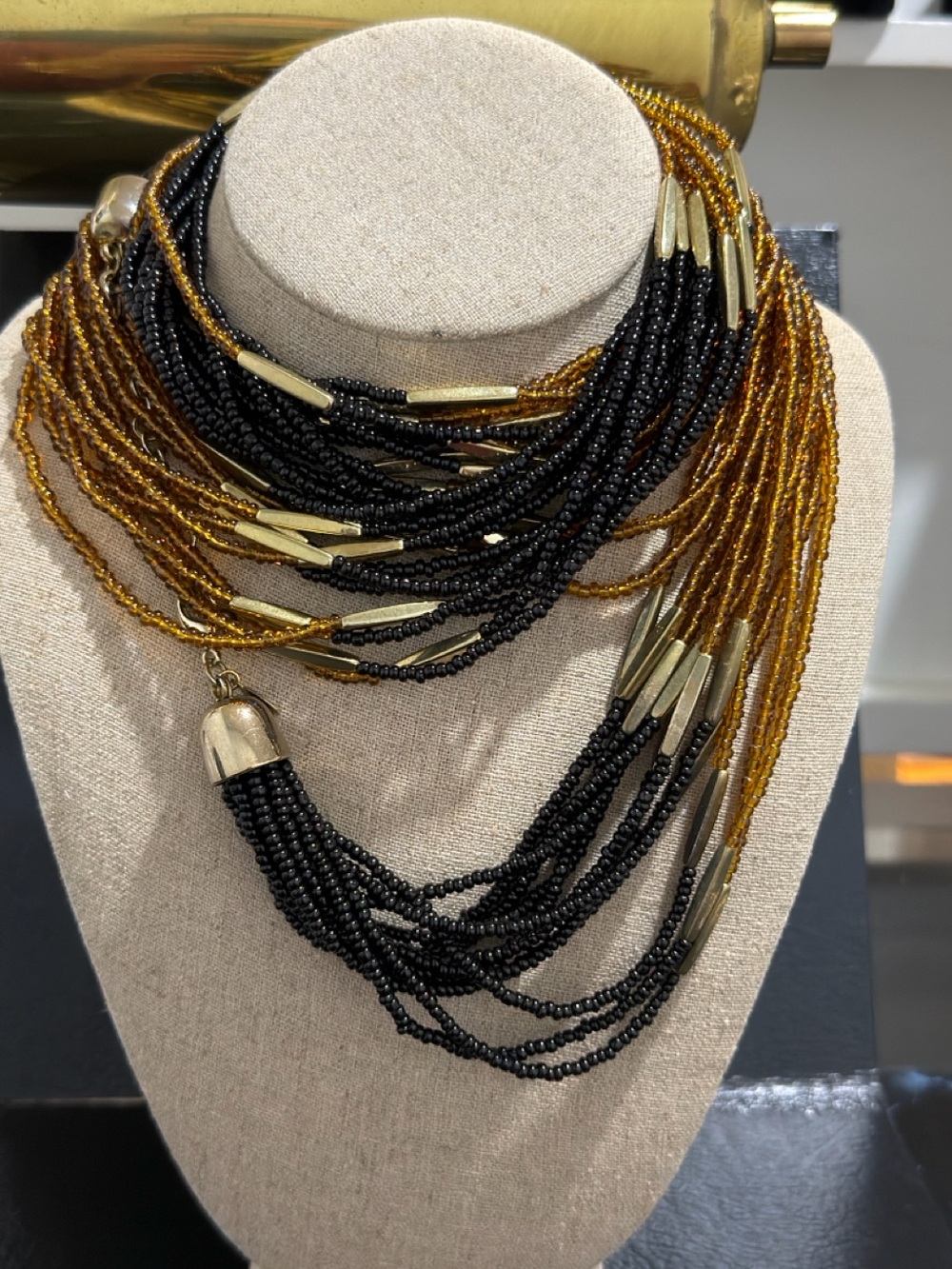 Linea by Louis Dell'Olio Brown and black Necklace very long 63”